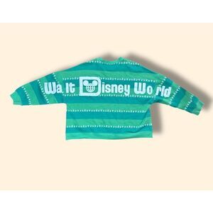 Disney Parks Mickey Mouse Green Striped Crewneck Sweatshirt Oversized XL